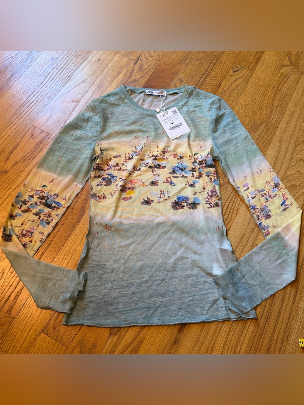 Rare limited edition Zara beach print mesh shirt size small new with tags
